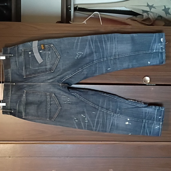 Women's Jeans Dark Blue Boyfriend Upcycled Patchwork, GSTAR. SALE - Picture 7 of 9